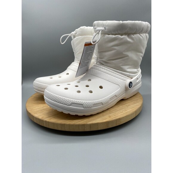 Crocs Mule Faux Fur Lined Boot Shoes White Pull On Lined Clogs 206630 Mens 10 - Picture 7 of 15